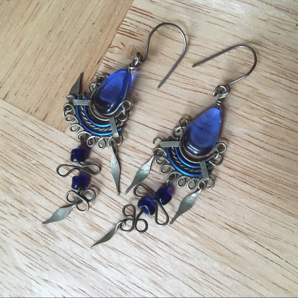 Vintage Blue Dangle Earrings